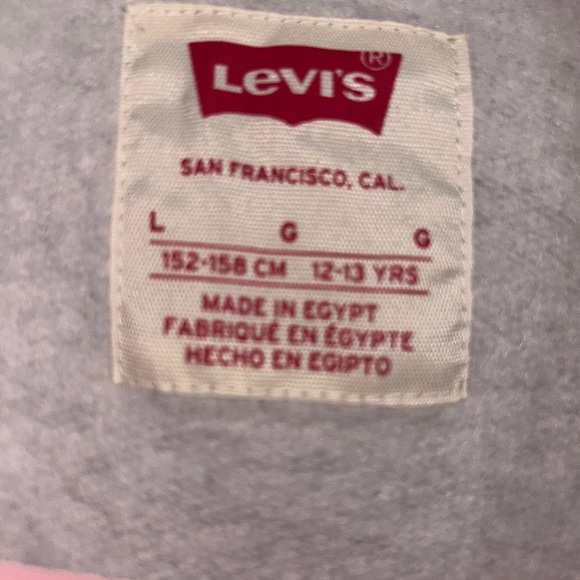 Levis Kids pullover Sweatshirt Light Gray Red Big Logo Size L Large Boys - Picture 4 of 8